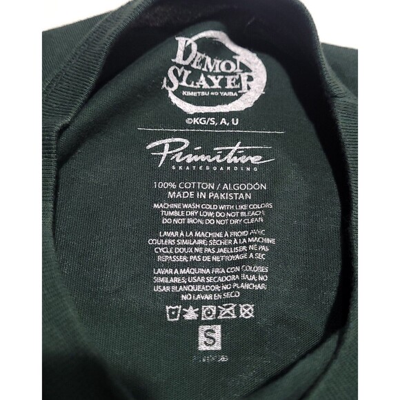 Primitive x Demon Slayer Tanjiro Dirty P" Small Forest Green T-Shirt DAMAGED - Picture 8 of 12